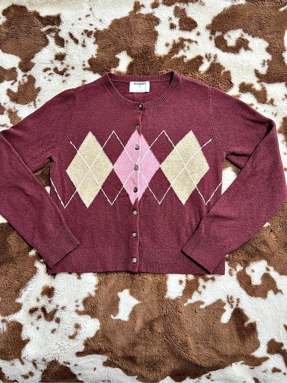 Old Navy SoSoft Cropped Cardigan Sweater Purple & Pink Medium